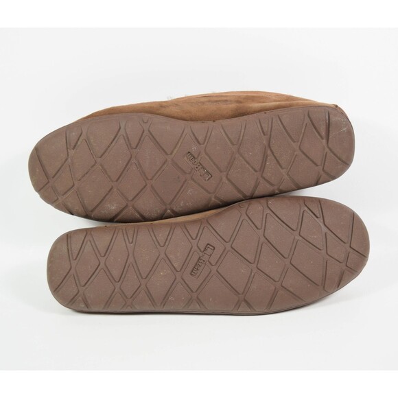 L.L. Bean 296508 Brown Suede Shearling Lined Wicked Good Venetian Slippers Sz 13 - Picture 5 of 7